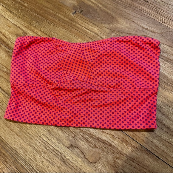 Free People Intimately Women’s Orange Polka Dot Bandeau Top Stretchy Side Boning - Picture 1 of 7